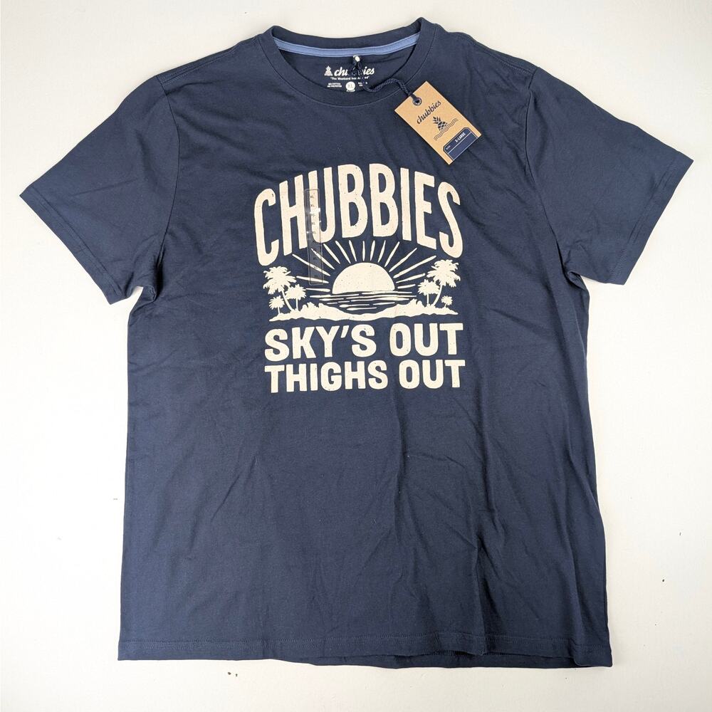 Chubbies Men's XL Navy "The No Brainer" Skys Out Thighs Out Tee